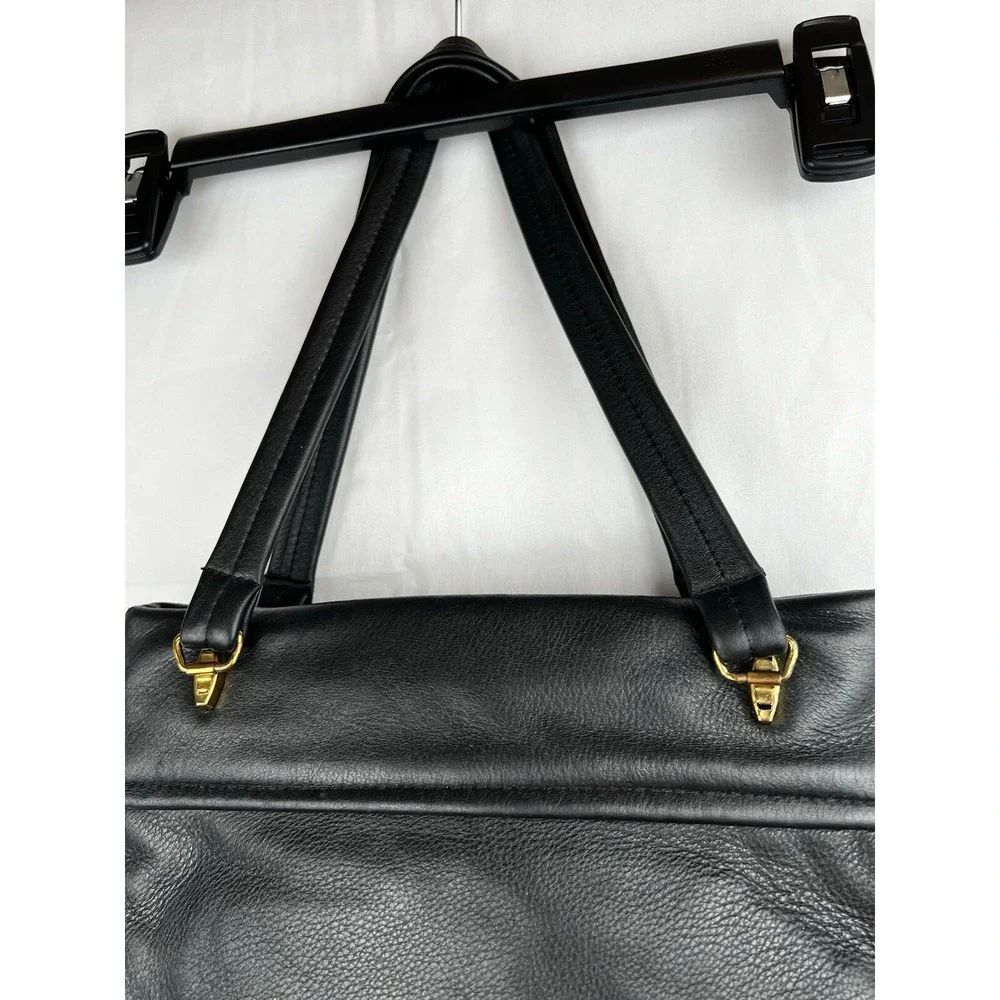 DEER WEAR BRAND Vintage Genuine Deerskin Soft Black Leather Shoulder Purse Bag